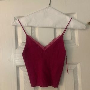 Pink lace cami crop top